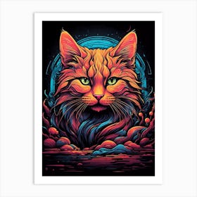 Cat Psychedelic Art Print