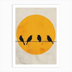 Birds On Wire Canvas Print Art Print