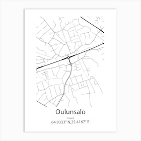 Oulunsalo,Finland Minimalist Map Art Print