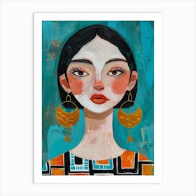 Girl With Hoop Earrings Art Print