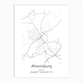 Ahrensburg,Germany Minimalist Map Art Print