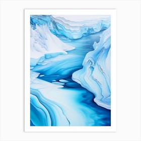 Frozen Landscapes With Icy Water Formations Waterscape Marble Acrylic Painting 1 Art Print