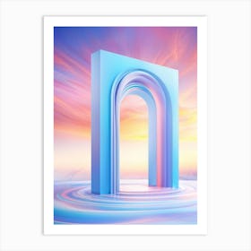 Geometric Portal Swirled With Dreamy Abstract Pastel Sky Prismatic Refractions Within Sleek Shar Art Print