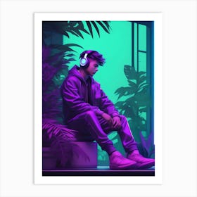 Techno Boy Chilling Art Print