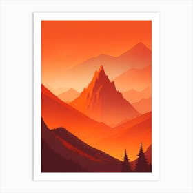 Misty Mountains Vertical Composition In Orange Tone 364 Art Print