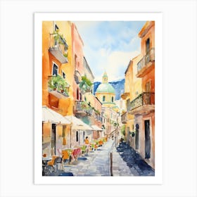 Naples, Italy Watercolour Streets 3 Art Print
