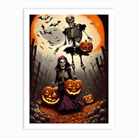 Halloween Skeletons Art Print