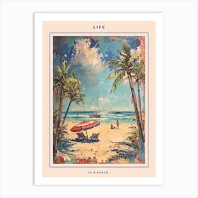 Retro Beach Scene Poster 1 Art Print