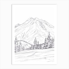 Mount Shasta Usa Color Line Drawing (3) Art Print