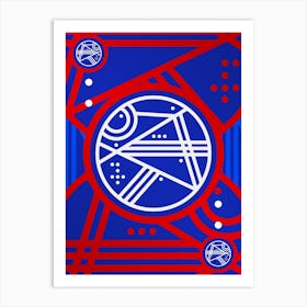 Geometric Glyph in White on Red and Blue Array n.0054 Art Print