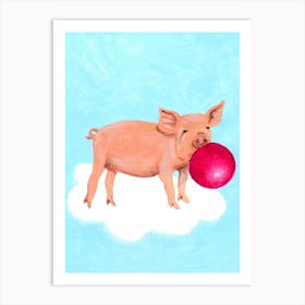 Pig On Cloud Art Print