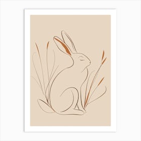 Rabbit - Boho, Line Art 3 Art Print