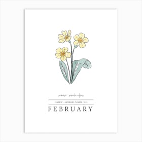 February Primrose Birth Flower 2 Art Print