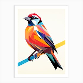 Colourful Geometric Bird Sparrow 1 Art Print