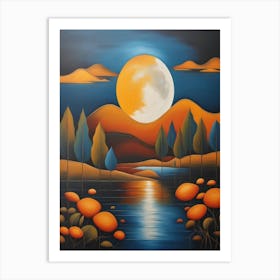 Full Moon Over Water Art Print