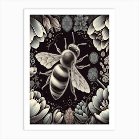 Bees And Flowers 5 Art Print