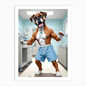 Boxer Dog In Hospital-Reimagined Art Print