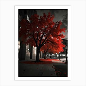 Red Leaves On A Tree Art Print