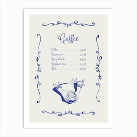 Coffee Menu Poster Art Print