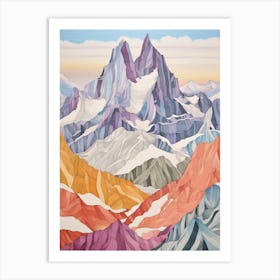 Vinson Massif Antarctica 1 Colourful Mountain Illustration Art Print