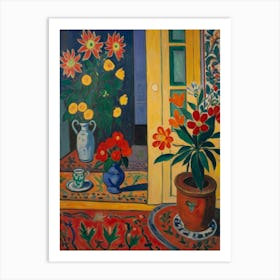 Room With Flowers Style Henri Matisse 3 Art Print