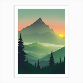 Misty Mountains Vertical Composition In Green Tone 117 Art Print