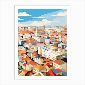 Dublin, Ireland, Geometric Illustration 1 Art Print