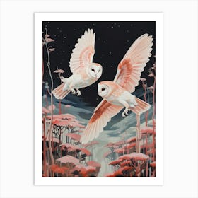 Vintage Japanese Inspired Bird Print Barn Owl 2 Art Print