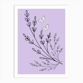  Line Art Lavender  Art Print