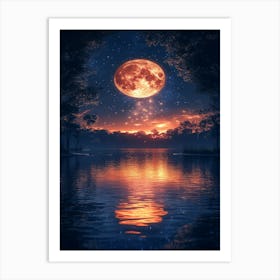 Full Moon Over Water 35 Art Print