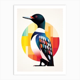 Colourful Geometric Bird Loon 1 Art Print