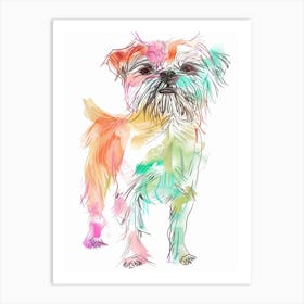 Norfolk Terrier Dog Pastel Line Watercolour Illustration  1 Art Print