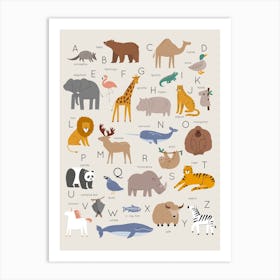 Animal Alphabet Cream Art Print