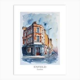 Enfield London Borough   Street Watercolour 3 Poster Art Print