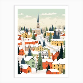 Retro Winter Illustration Vilnius Lithuania 1 Art Print