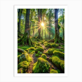 Mystical Forest Clearing Description A Sun Dappl (1) Art Print