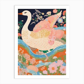 Maximalist Bird Painting Swan 6 Art Print