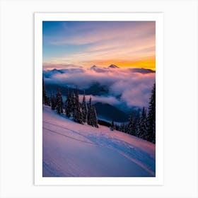 Nassfeld, Austria Sunrise Skiing Poster Art Print
