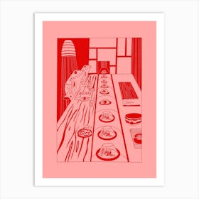 Sushi Frog Pink Red Art Print
