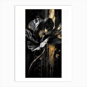 Black And Gold Poppy 1 Art Print