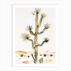 Joshua Trees In Desert Minimilist Watercolour  (3) Art Print