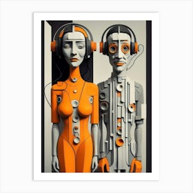 Man And Woman Listening To Music Art Print