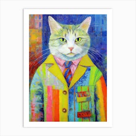 Cat Artistic Whiskers; Oil Brushed Beauty Art Print