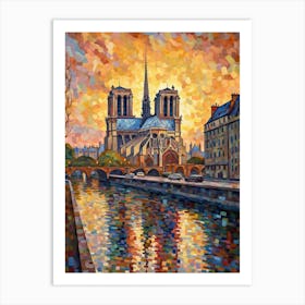 Notre Dame Paris France Paul Signac Style 7 Art Print