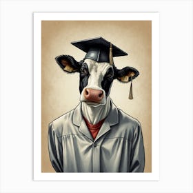 Graduation Cow Canvas Print Art Print