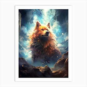 Dog With Lightning Art Print