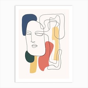 Face Line Art Abstract 7 Art Print