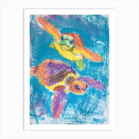 Rainbow Abstract Crayon Sea Turtles 2 Art Print
