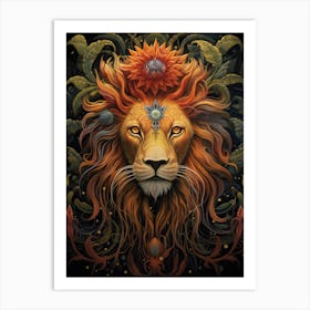 Lion Art Painting Naive Style 2 Art Print