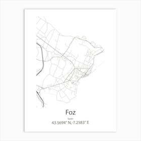 Foz,Spain Minimalist Map Art Print